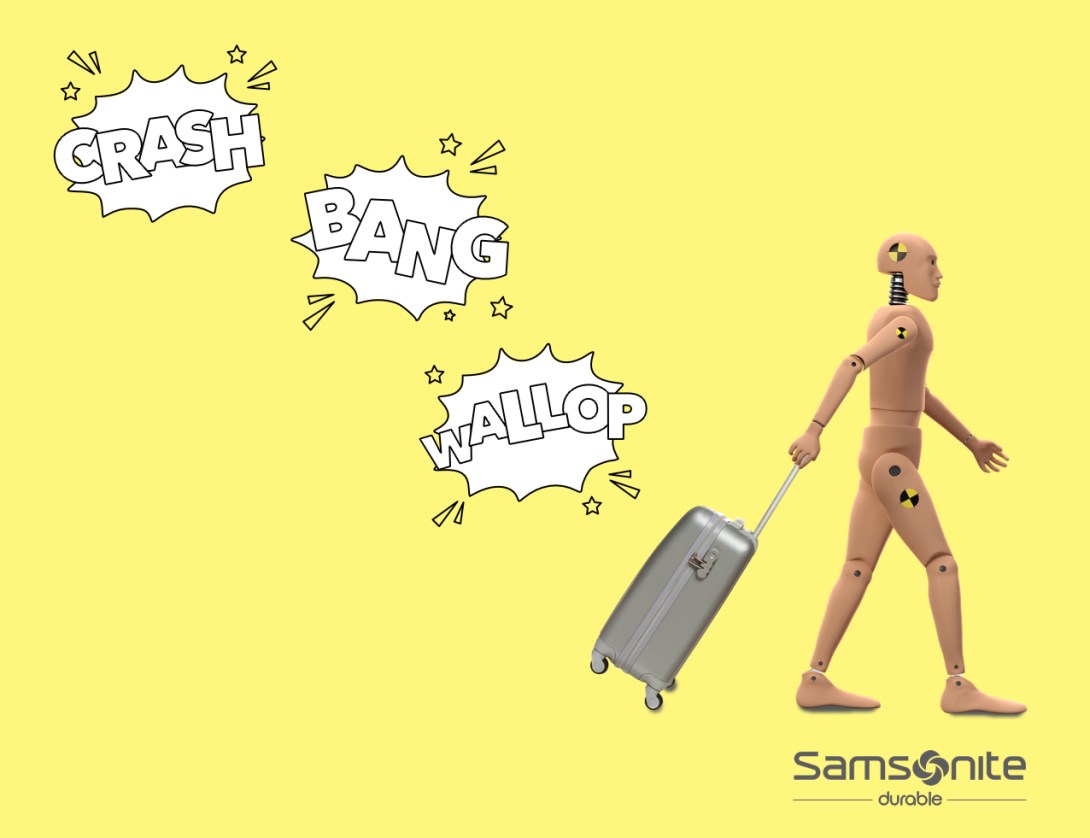 Advertising concept for a luggage brand - crash test dummy