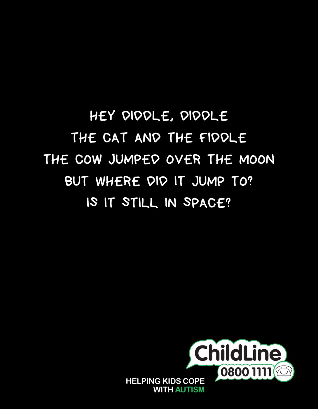 An advertising idea for Childline - focusing on autism