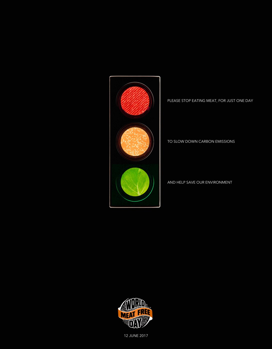 Advertising concept for world meat free day - traffic lights
