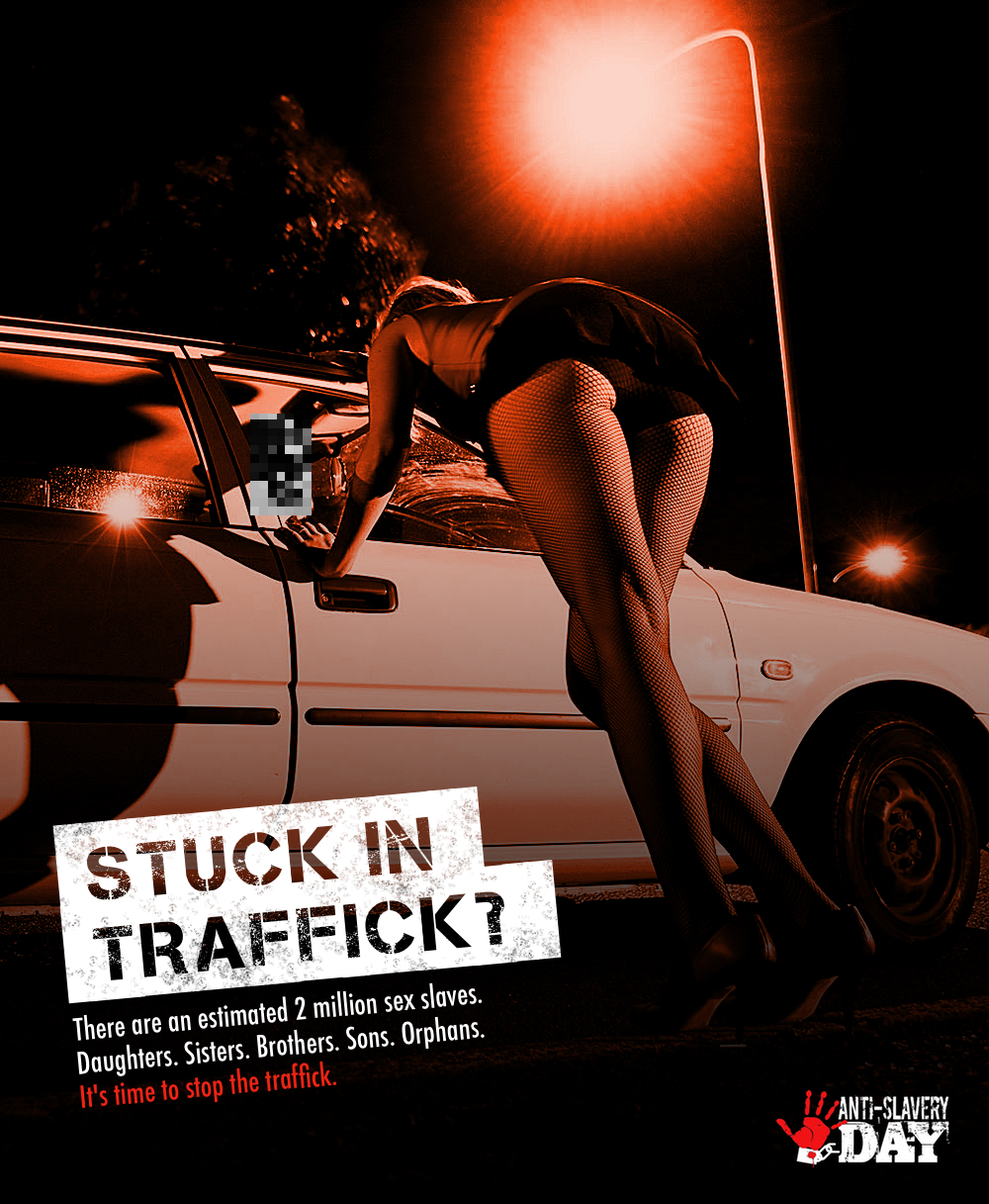 Advertising idea for anti-slavery day - stop the traffick