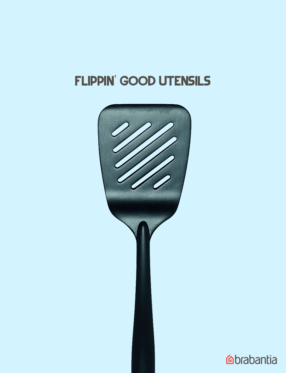 advertising idea for a spatula brand - flipping good utensils