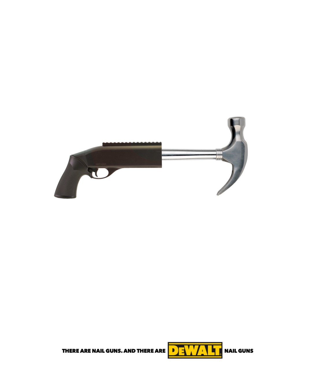 advertising concept for a nail guns brand - there are nail guns, and there are DeWalt nail guns