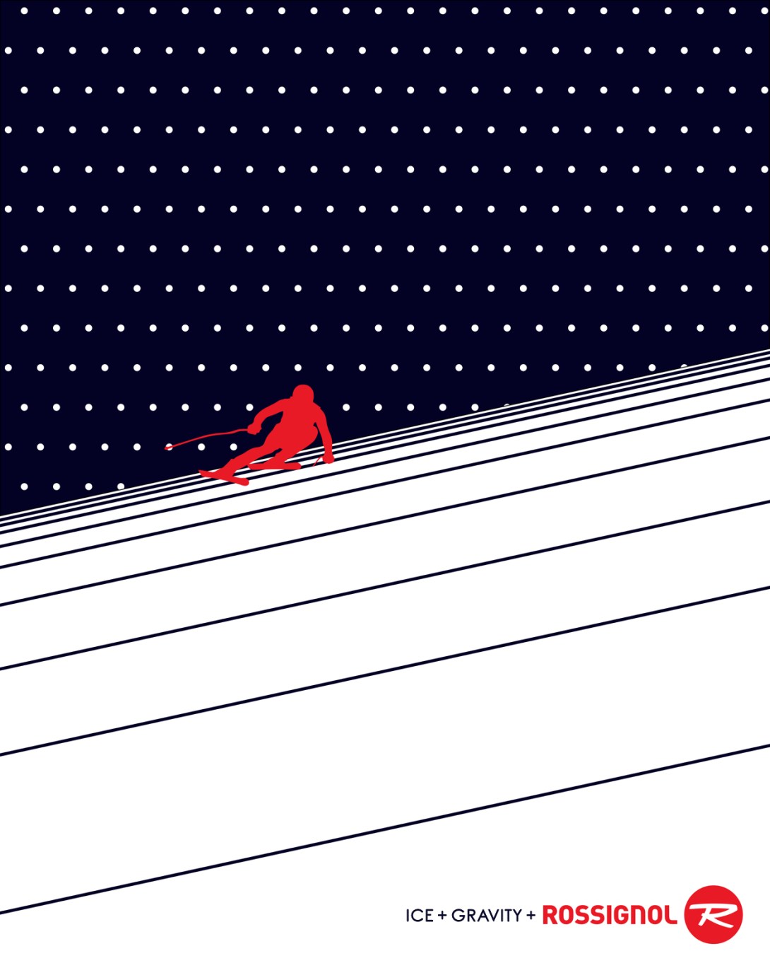 advertising idea for a ski brand - ice + gravity + rossignol