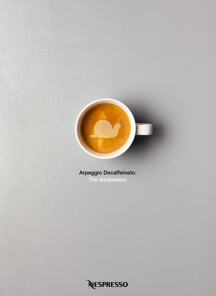 advertising concept for a decaf coffee brand - the lesspresso