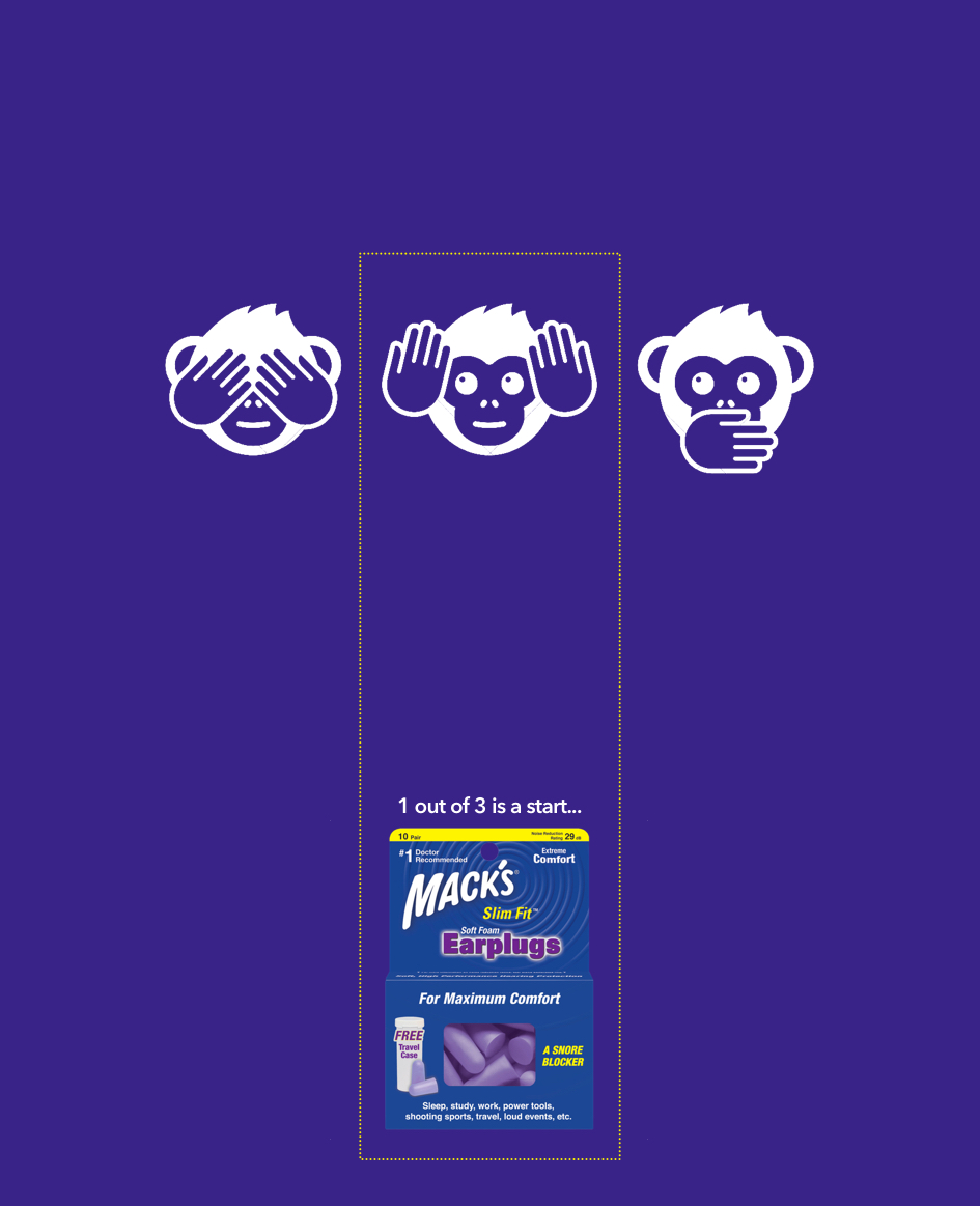 advertising concept for an ear plugs brand - hear no evil