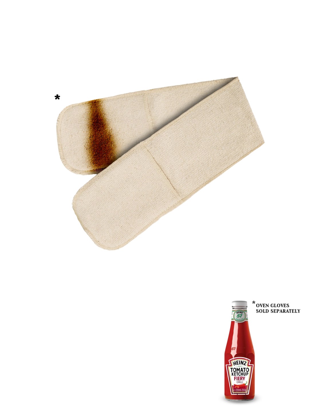 advertising concept for a chilli ketchup brand - oven gloves