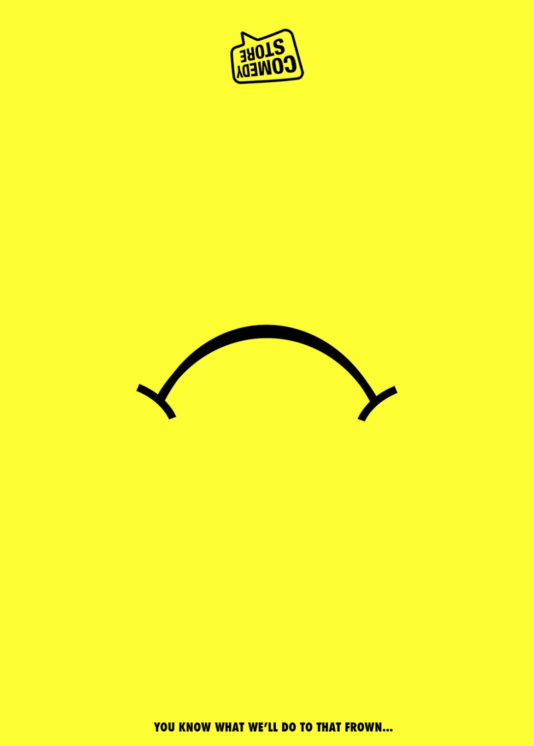 quick advertising concept for a comedy club - turn that frown upside down